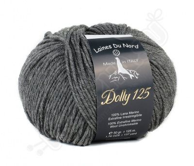 Пряжа Laines Du Nord Dolly 125 - 320 серый меланж 100% меринос экстрафайн 50 г/125 м